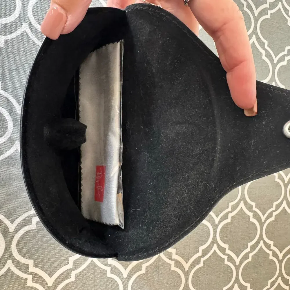 Ray Ban Eyeglass Sunglasses Case New Black Soft With Cleaning Cloth Designer